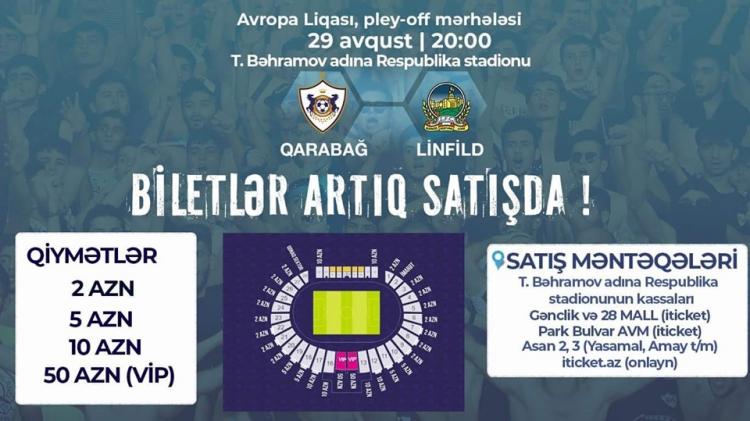 "Qarabağ"ın Avropa Liqasındakı oyununun biletləri satışa çıxarıldı
