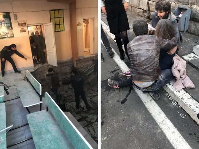 Ermənistanda hərbi komissarlığın döşəməsi çökdü: 11 nəfər xəsarət alıb