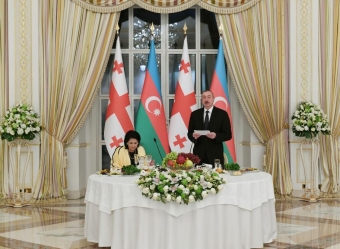 <b>Prezident İlham Əliyevin adından Gürcüstan Prezidentinin şərəfinə rəsmi ziyafət verilib</b>