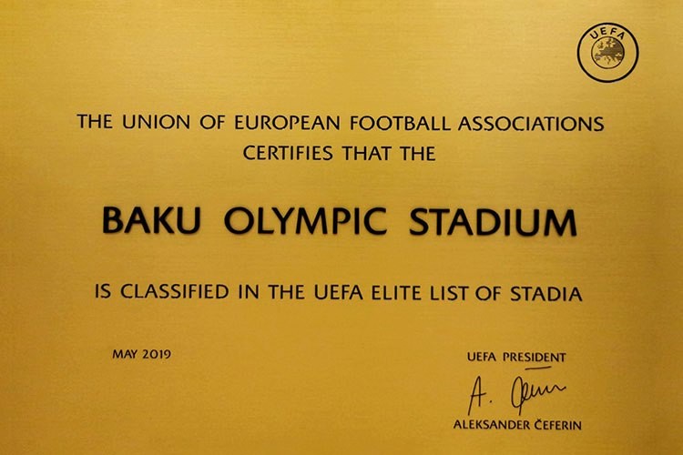 UEFA Bakı Olimpiya Stadionu "Elit stadionlar" siyahısına daxil edib