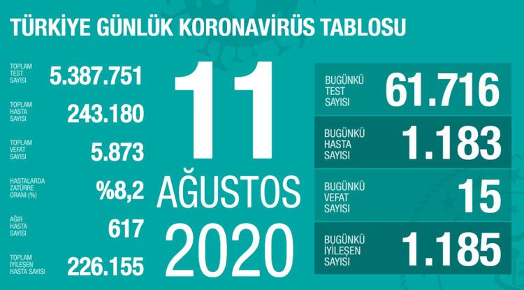 Türkiyədə daha 15 nəfər koronavirusdan öldü