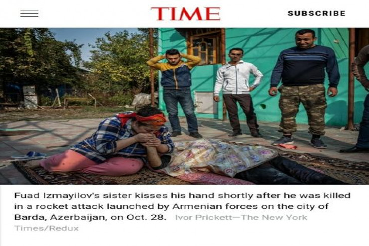 Ermənilərin Bərdəyə atdığı bomba ilə bağlı "TIME" jurnalında FOTO 