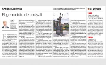 “El Peruano” qəzetində Xocalı Soyqırımı barədə məqalə dərc edilib