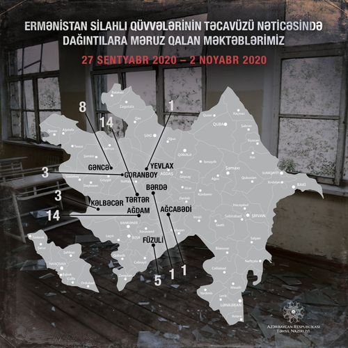 Düşmənin hərbi təcavüzü nəticəsində 50 məktəbə ziyan dəyib - SİYAHI