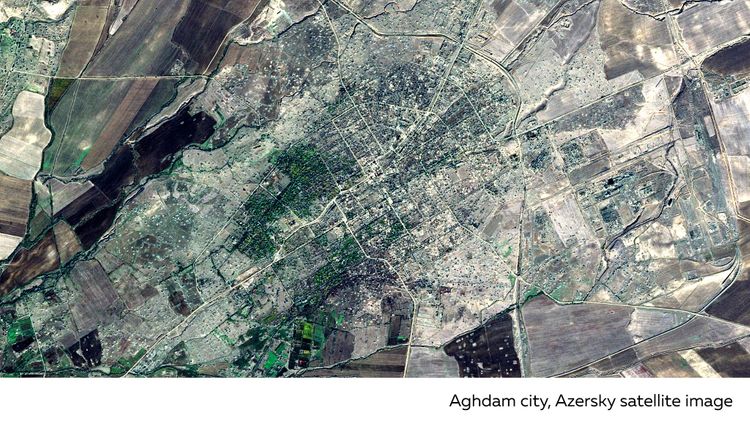 Ağdam şəhərinin peykdən çəkilən görüntüsü
