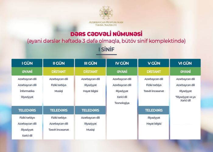 Əyani və onlayn dərs cədvəlləri açıqlandı - FOTO