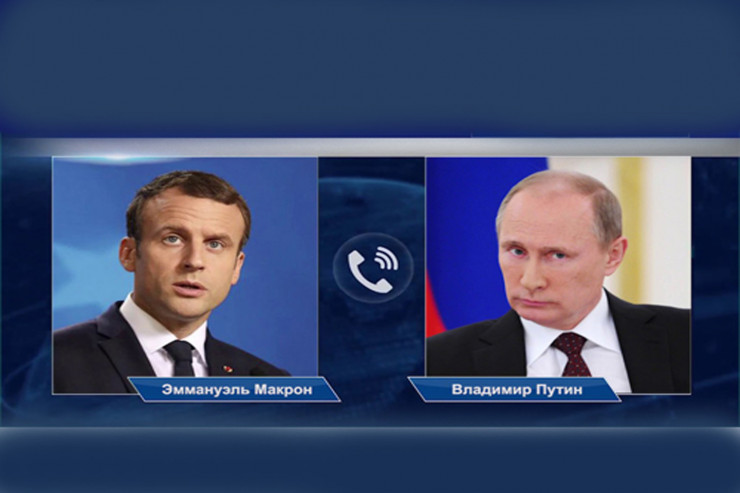 Rusiya Prezidenti Vladimir Putin və Fransa Prezidenti Emmanuel Makron
