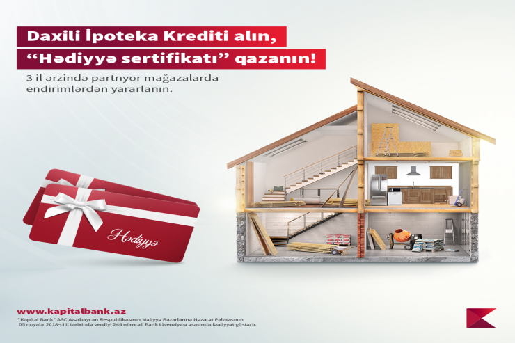 "Kapital Bank" yeni ev alanlara “Hədiyyə sertifikatı” təqdim edir