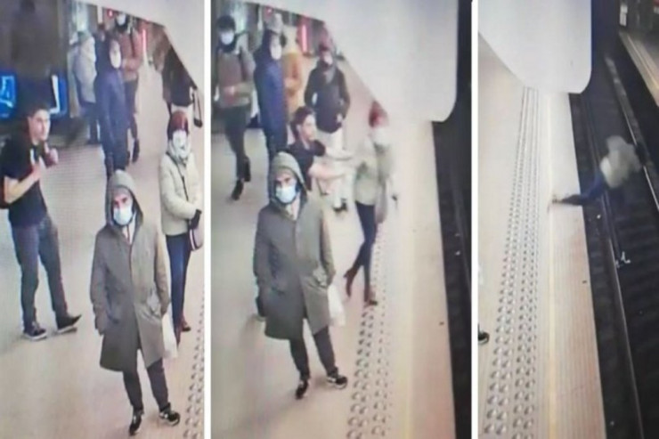 Metroda qorxulu anlar: QADINI  relslərə  itələdi - VİDEO 