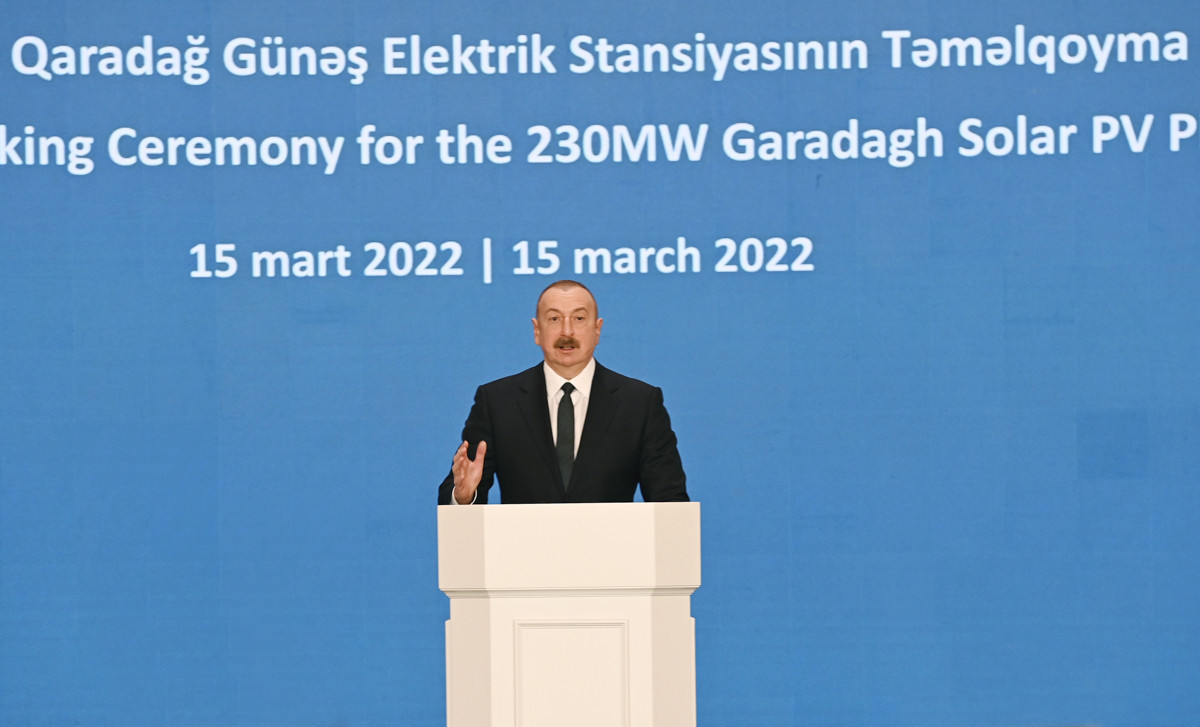 Prezident Günəş Elektrik Stansiyasının təməlqoyma mərasimində - YENİLƏNİB 