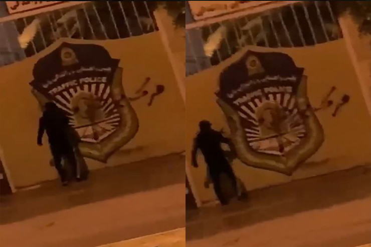 İranda polis idarəsinin qapısına "Azadlıq" şüarı yazdılar - VİDEO 