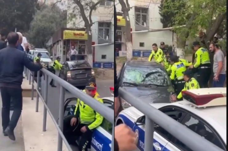 Bakıda "Prius" sürücüsü polislərin başına OYUN AÇDI - ANBAAN VİDEO  - YENİLƏNİB 