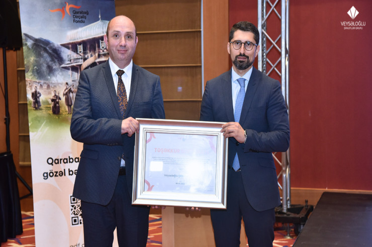 Veysəloğlu Şirkətlər Qrupu Qarabağın bərpası istiqamətində görülən işlərə dəstəyinə görə sertifikat aldı