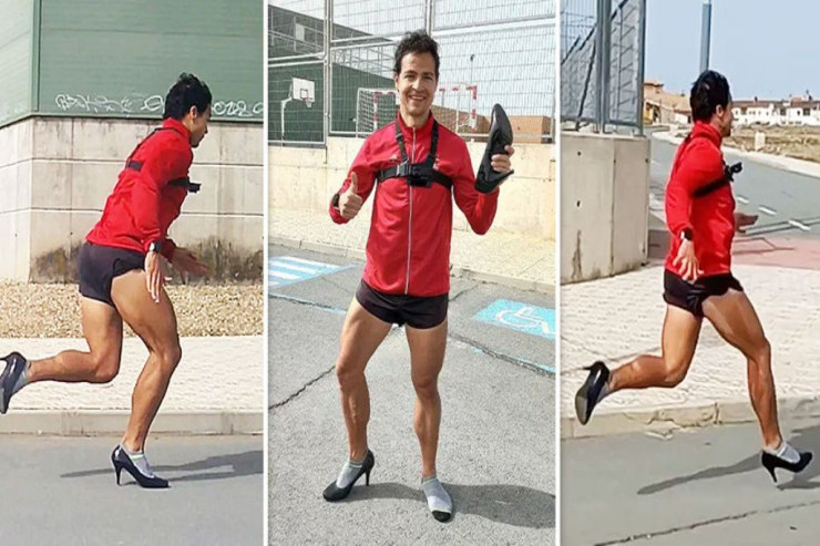 100 metr məsafəni  hündürdaban   ayaqqabıda qaçdı: Ginnesin Rekordlar Kitabına düşdü