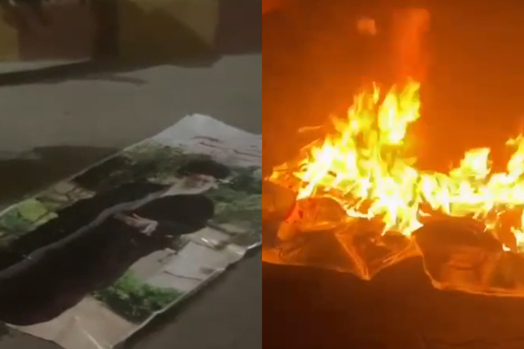 İranda dini liderlərin şəkillərini tonqal əvəzi yandırdılar - VİDEO 