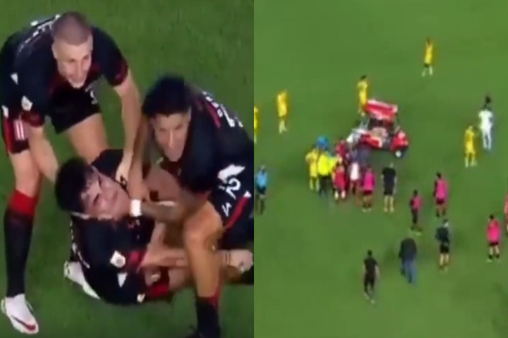 Futbolçu meydanda qəfildən  yıxıldı,   oyun dayandı -  VİDEO 