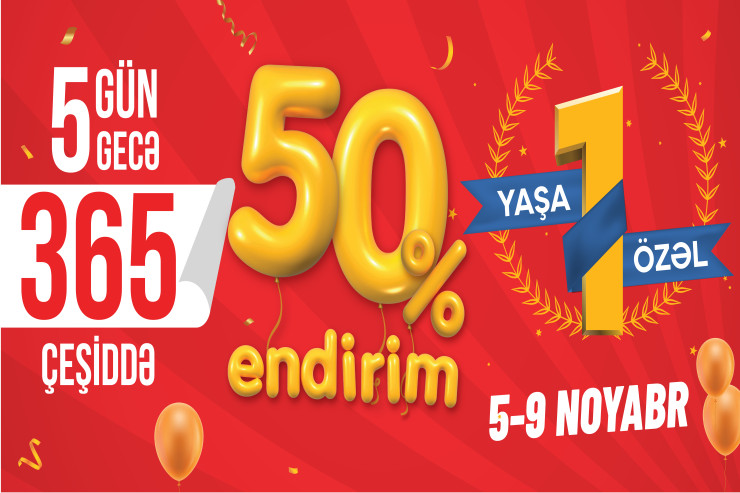 5 Gün 5 Gecə 365 məhsulda tam 50% endirim olacaq