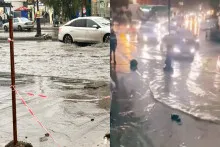 Bakıya leysan yağdı, küçələri su basdı - GÖRÜNTÜLƏR 