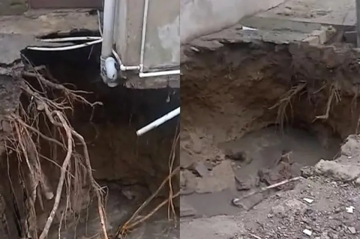 Biləcəridə evin bünövrəsi çökdü -VİDEO 