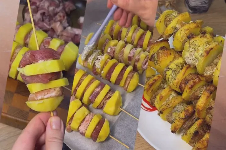 Ətli dadlı kartof şiş  kababı - RESEPT 