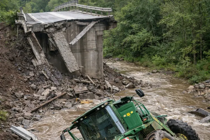 Sabirabadda körpü uçdu,  kombayn sürücüsü öldü 