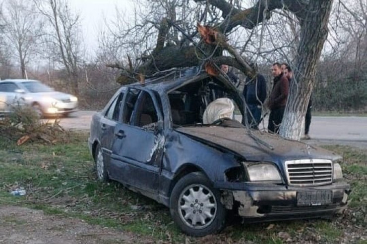 Xaçmazda maşın ağaca çırpıldı: sürücü öldü,  sərnişin yaralandı -YENİLƏNİB 