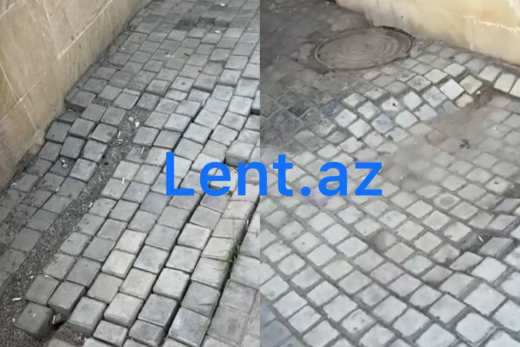 Bakıda binanın həyəti ÇÖKÜR: sakinlər kanalizasiyaya düşə bilər - VİDEO