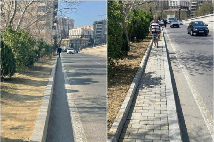 Nərimanovda səkini icazəsiz sökdülər 