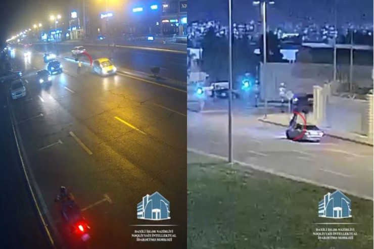Bakıda avtomobil piyadaları belə vurdu - VİDEO