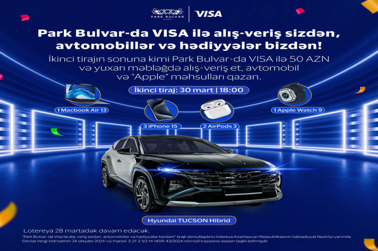 Park Bulvar və VISA-nın təşkilatçılığı ilə keçirilən lotereyanın finalına sayılı günlər qaldı