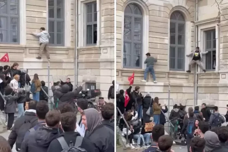 Universitetin  qapıları bağlandı:   Tələbələr etiraz aksiyasına  pəncərələrdən   çıxıb getdilər