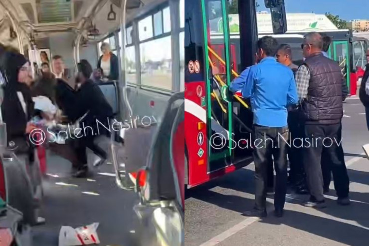 Bakıda avtobusda İNSİDENT: qızını oğlanla tutan ata dava saldı - VİDEO