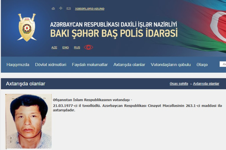 Bakı polisi Əfqanıstan vətəndaşını axtarır