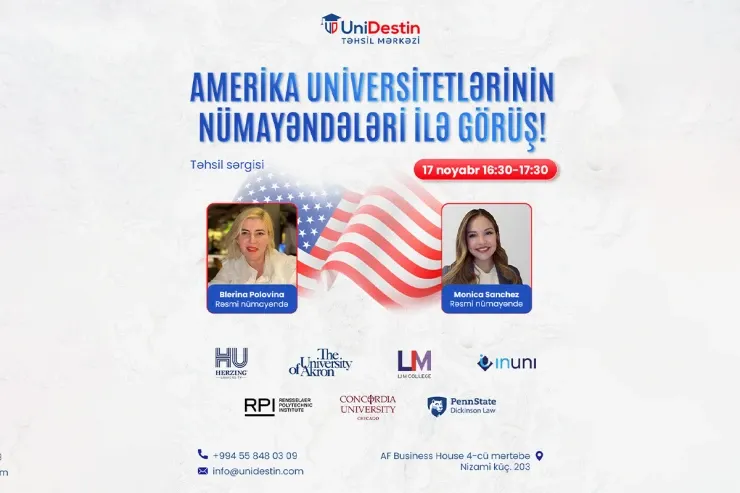UniDestin Təhsil Mərkəzində ABŞ universitetlərinin iştirakı ilə təhsil sərgisi keçiriləcək