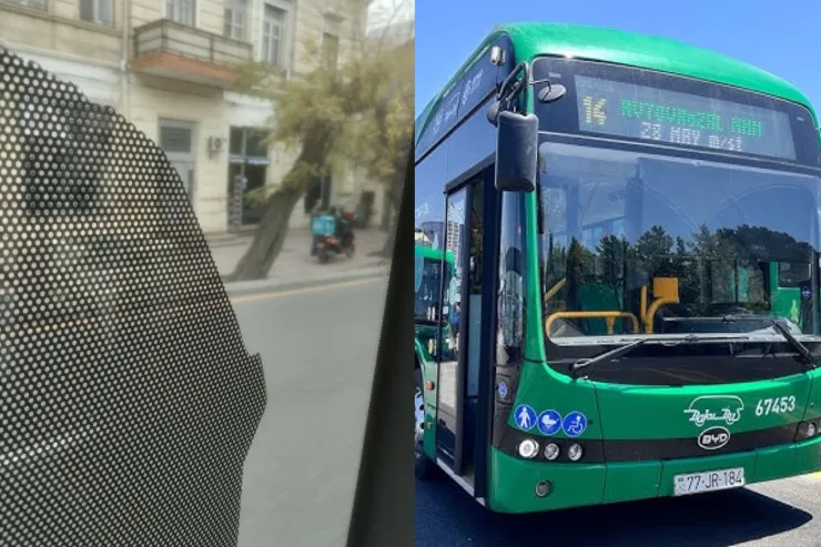 Avtobusda şüşələri örtən REKLAMLAR - Sərnişinlər ETİRAZ ETDİ  