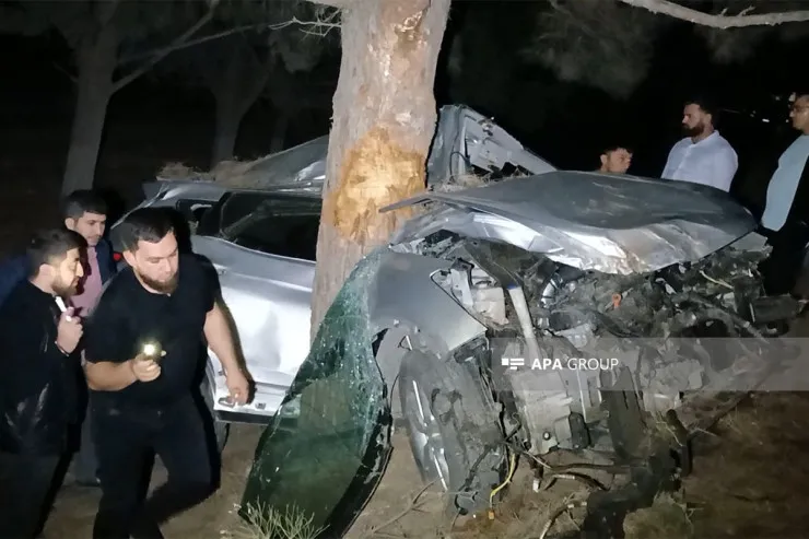 Şəmkirdə həkimin idarə etdiyi  avtomobil ağaca çırpıldı -  Ölənlər var -YENİLƏNİB -FOTO 