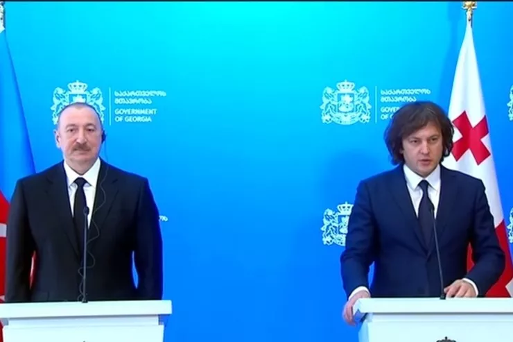 İlham Əliyev və İrakli Kobaxidze mətbuata bəyanatla çıxış etdilər - VİDEO 