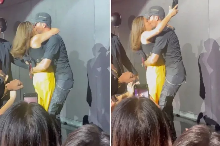 Qadın səhnəyə çıxıb məşhur müğənnini  dodağından öpdü -  VİDEO 