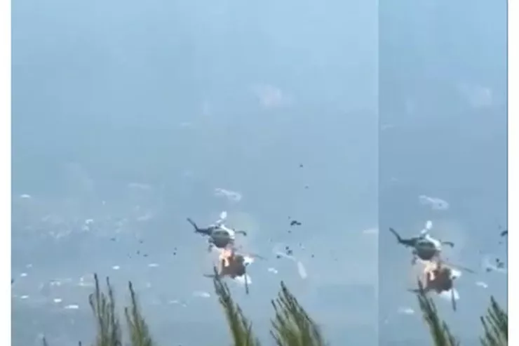 Meşə yanğınının söndürülməsi zamanı iki helikopter toqquşdu-VİDEO 