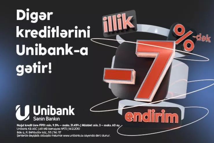“Unibank”ın 7 %-dək endirimli kredit kampaniyası davam edir