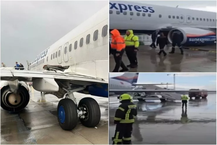 Antalyada uçuşa hazırlaşan təyyarənin təkəri çıxdı  - VİDEO 