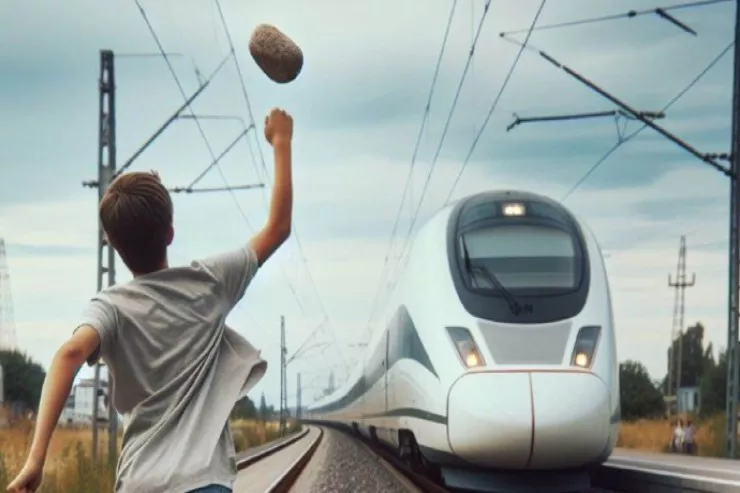 Sərnişin qatarlarına daş atıb  şüşələri sındırdılar