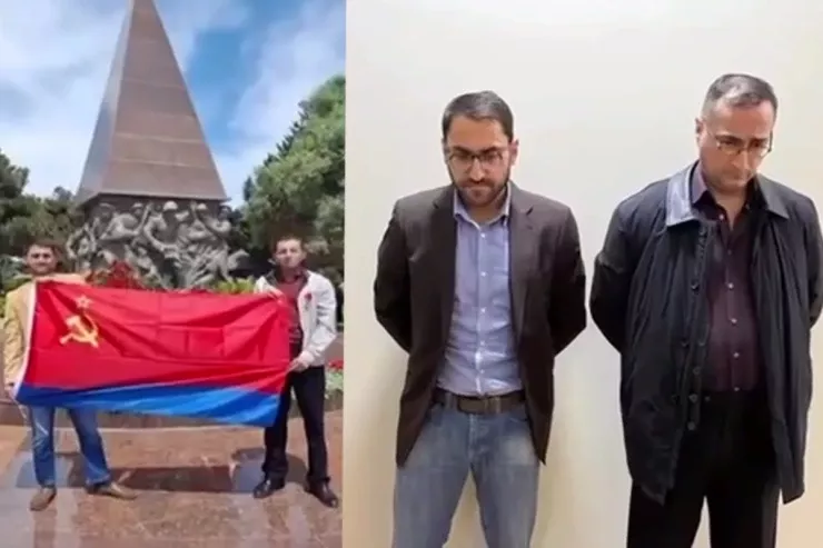 SSRİ bayrağı ilə yürüş edənlər HAKİM QARŞISINDA 