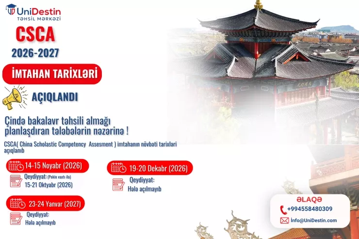 CSCA 2026-2027 imtahan tarixləri açıqlanıb