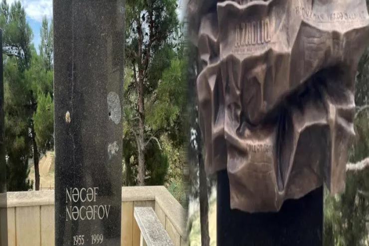 Jurnalist Nəcəf Nəcəfovun məzarındakı barelyef bərpa olundu 