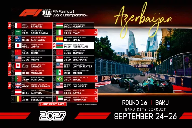 2027-ci il Formula 1  Azərbaycan Qran-prisi yenə sentyabrda olacaq