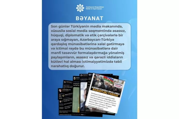 Türkiyə mediasında Azərbaycana qarşı əsassız iddialar kütləvi hal alıb - Media və Yayım Şurası 